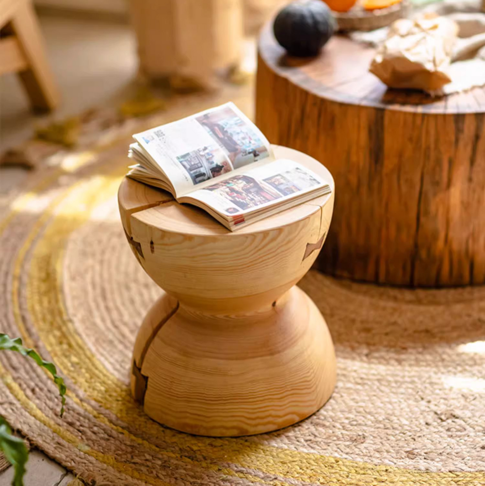 Solid Wood End Table with Black Walnut Accents