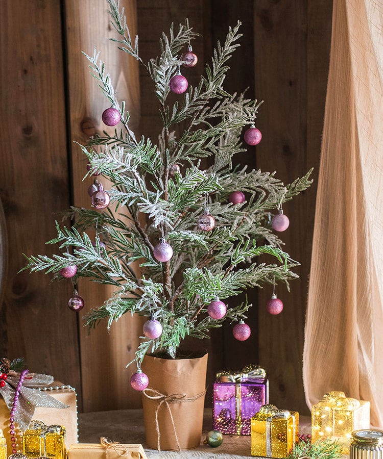 
                      
                        Artificial Cedar Fir Flocked Christmas Tree in Paper Wrapped Base
                      
                    
