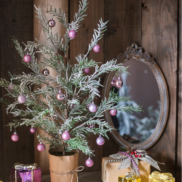 
                      
                        Artificial Cedar Fir Flocked Christmas Tree in Paper Wrapped Base
                      
                    