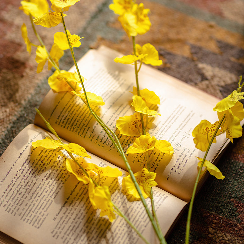 
                      
                        Artificial Faux Silk Yellow Dancing Lady Orchid Stem Bundle 19" Tall
                      
                    
