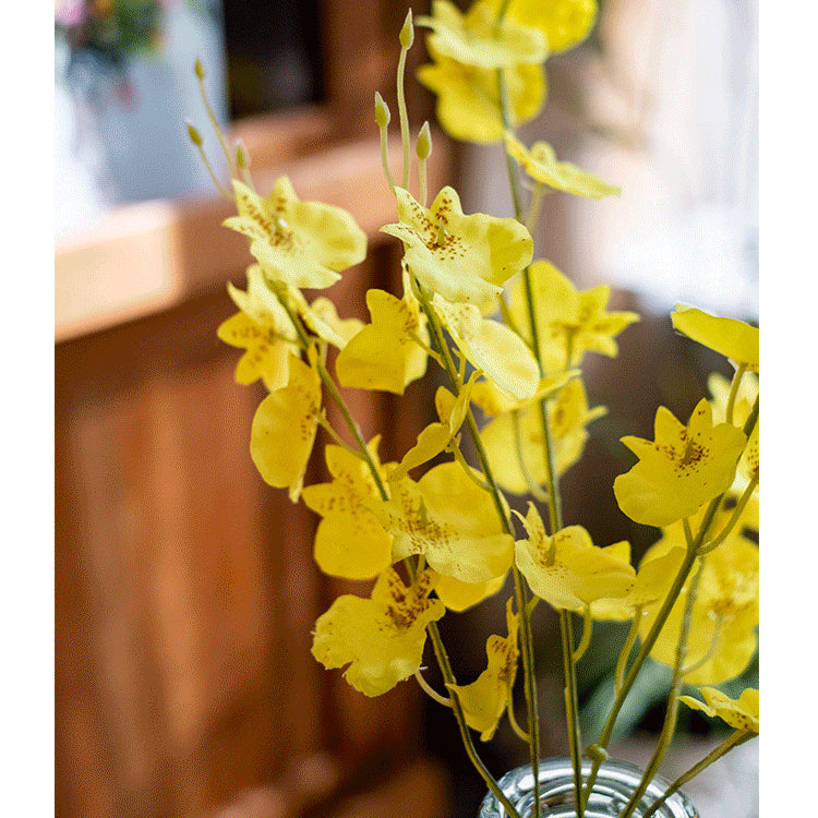 
                      
                        Artificial Faux Silk Yellow Dancing Lady Orchid Stem Bundle 19" Tall
                      
                    