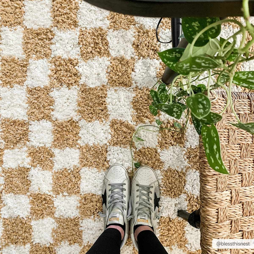 
                      
                        Kieu Yellow & White Checkered Area Rug
                      
                    