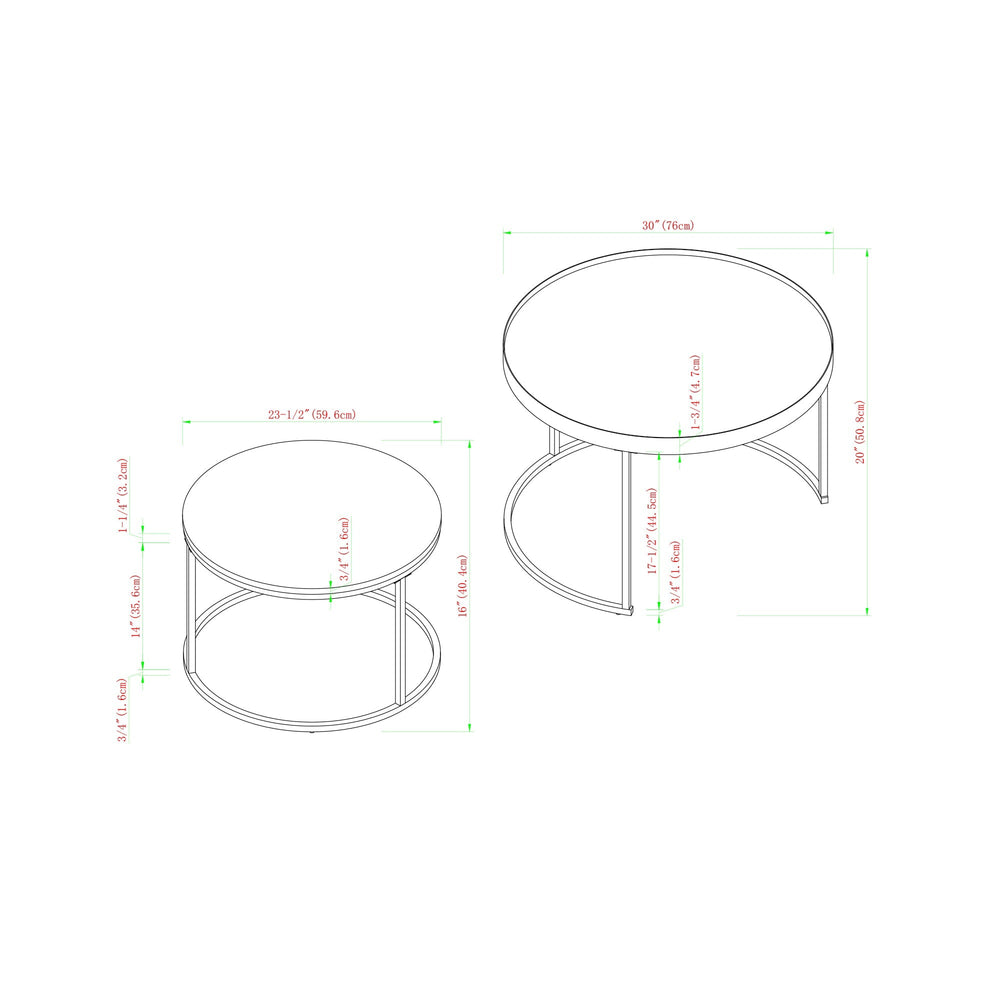 
                      
                        Modern Round Nesting Coffee Tables with Round Base, Set of 2
                      
                    
