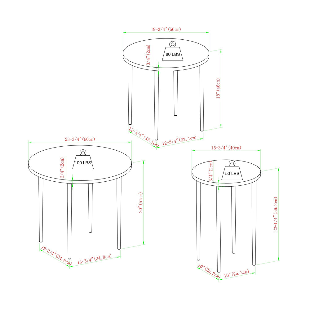 
                      
                        Modern Round Nesting Coffee Tables with Tapered Legs, Set of 3
                      
                    