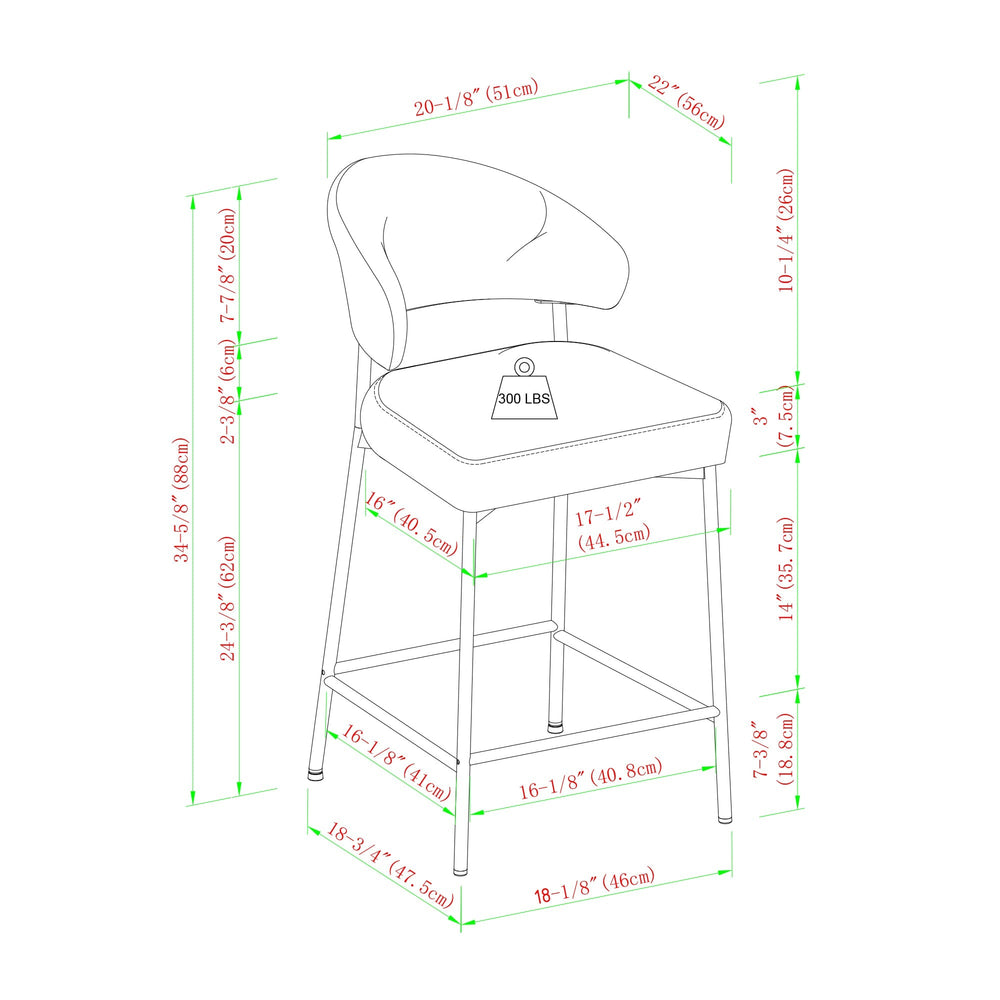 
                      
                        Alexis Modern Curved Back Bar Stool, Set of 2
                      
                    