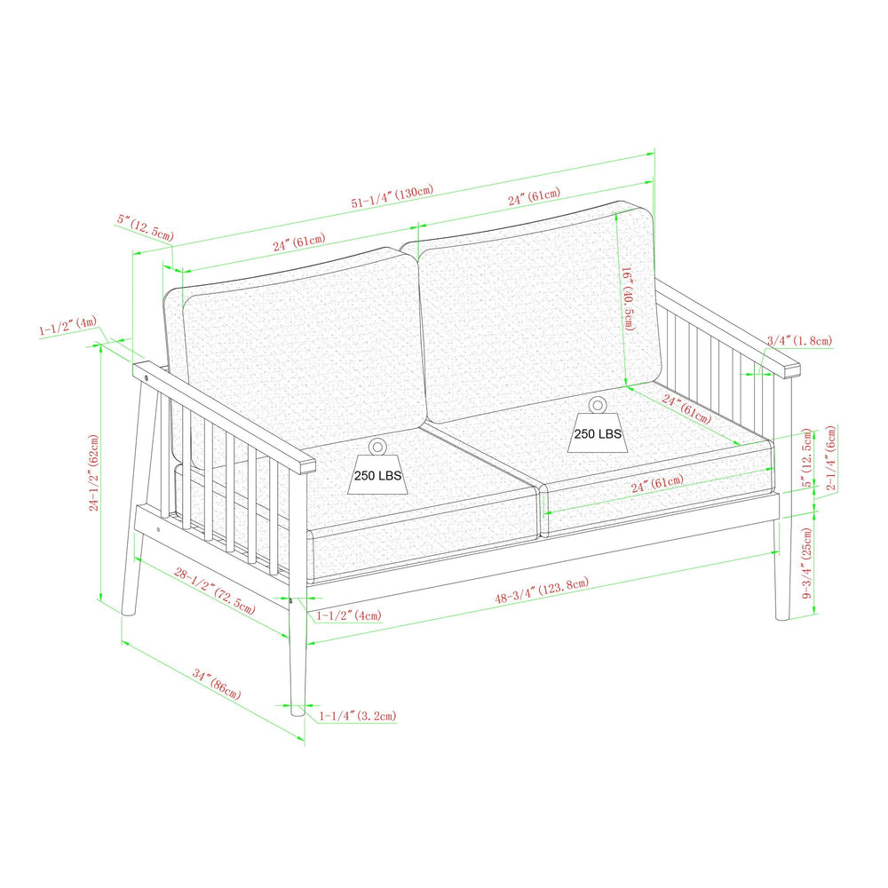 
                      
                        Circa Modern Solid Wood Spindle Patio Loveseat
                      
                    