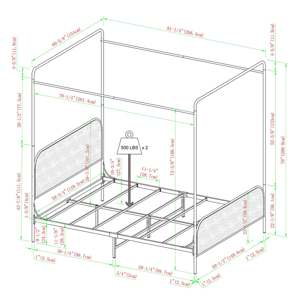 
                      
                        Metro Modern Metal and Wood Canopy Queen Bedframe
                      
                    