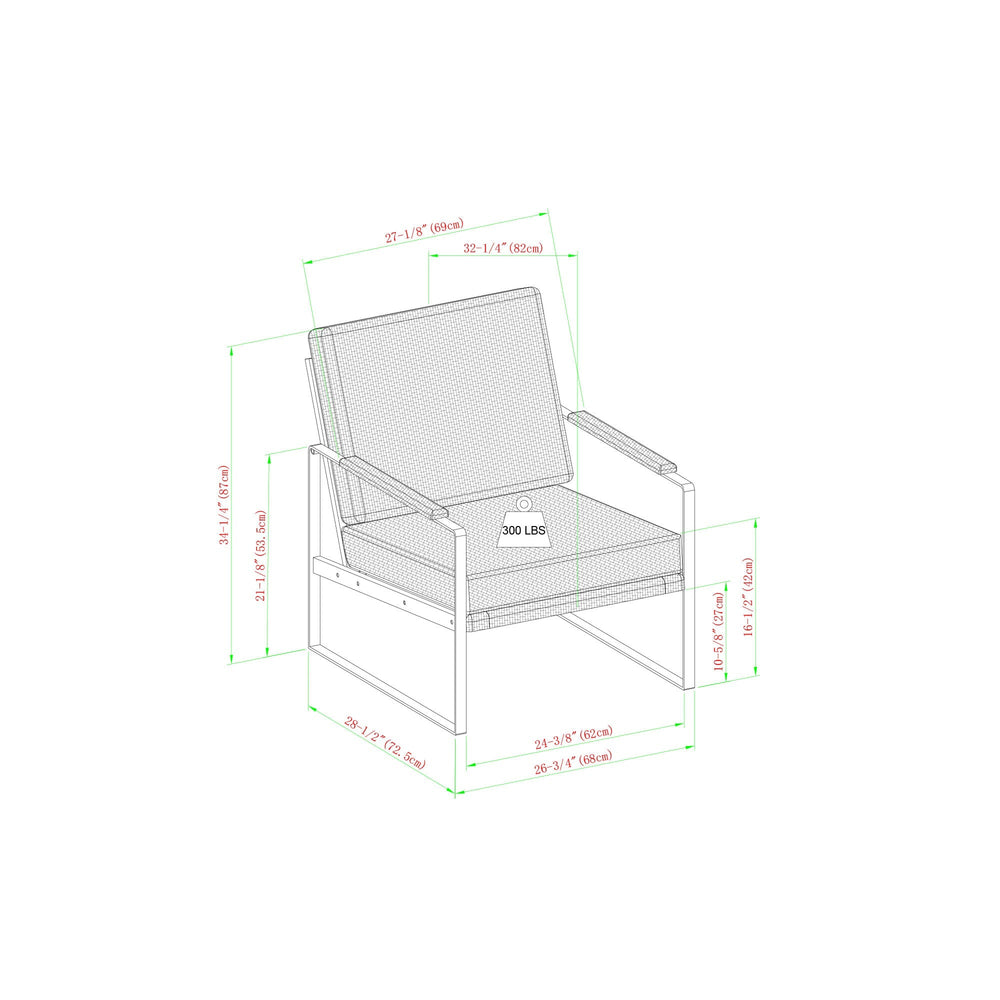 
                      
                        Contemporary Square Metal Frame Accent Chair
                      
                    