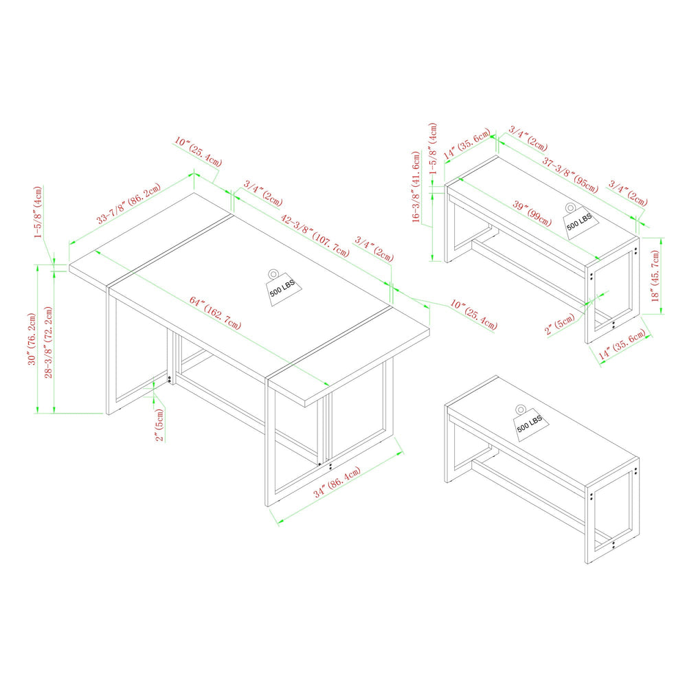 
                      
                        Vance Modern Industrial 3-Piece Metal and Wood Rectangle Dining Set
                      
                    