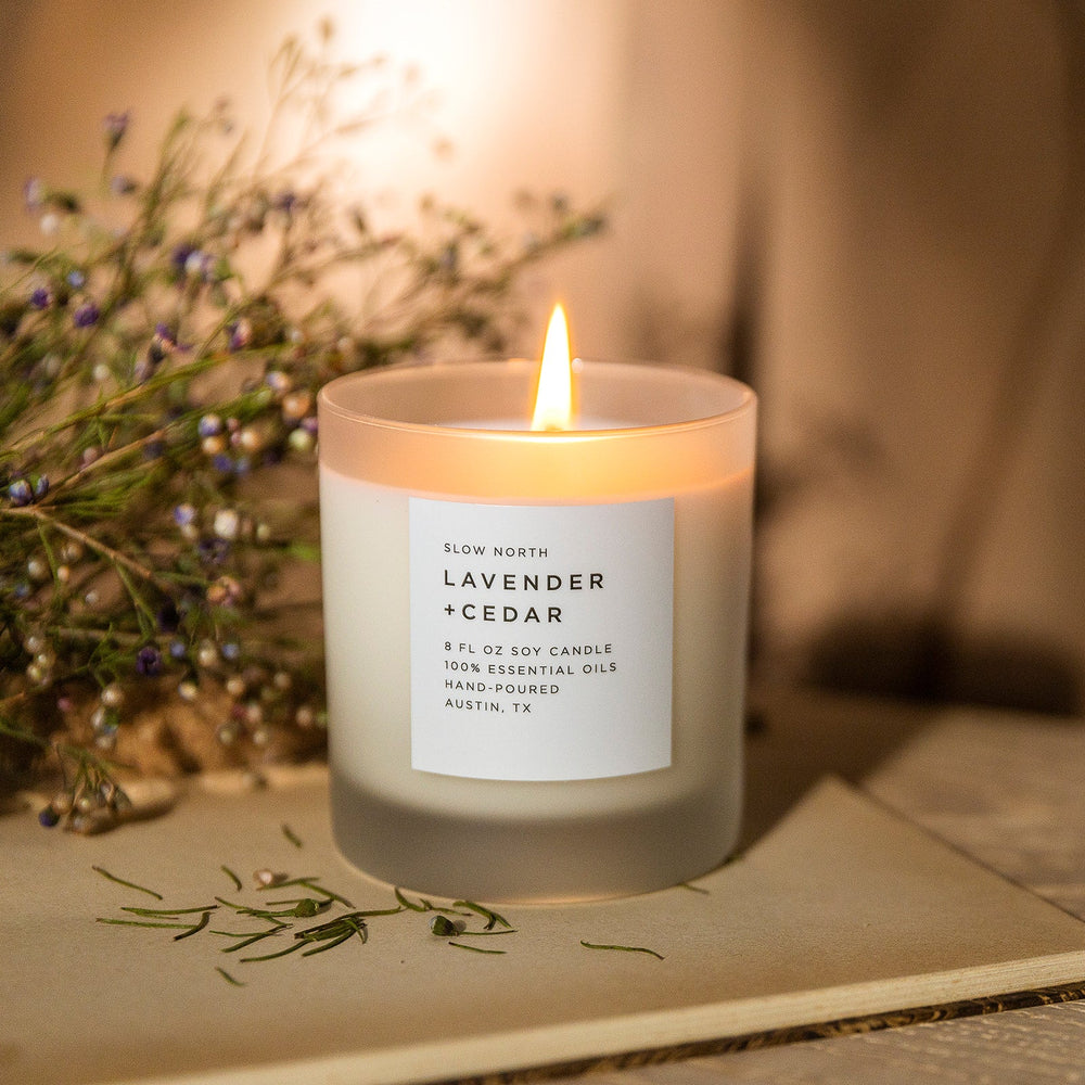 
                      
                        Lavender + Cedar Frosted Candle, 8 oz
                      
                    