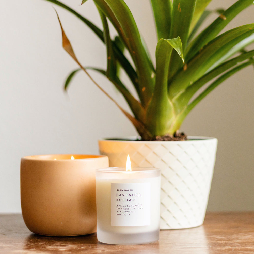 
                      
                        Lavender + Cedar Frosted Candle, 8 oz
                      
                    