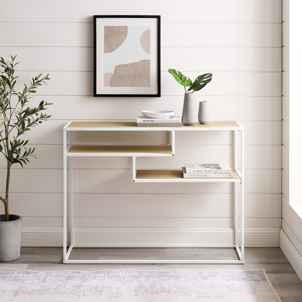 
                      
                        Maya 42" Metal and Wood Tiered Shelf Entry Table
                      
                    