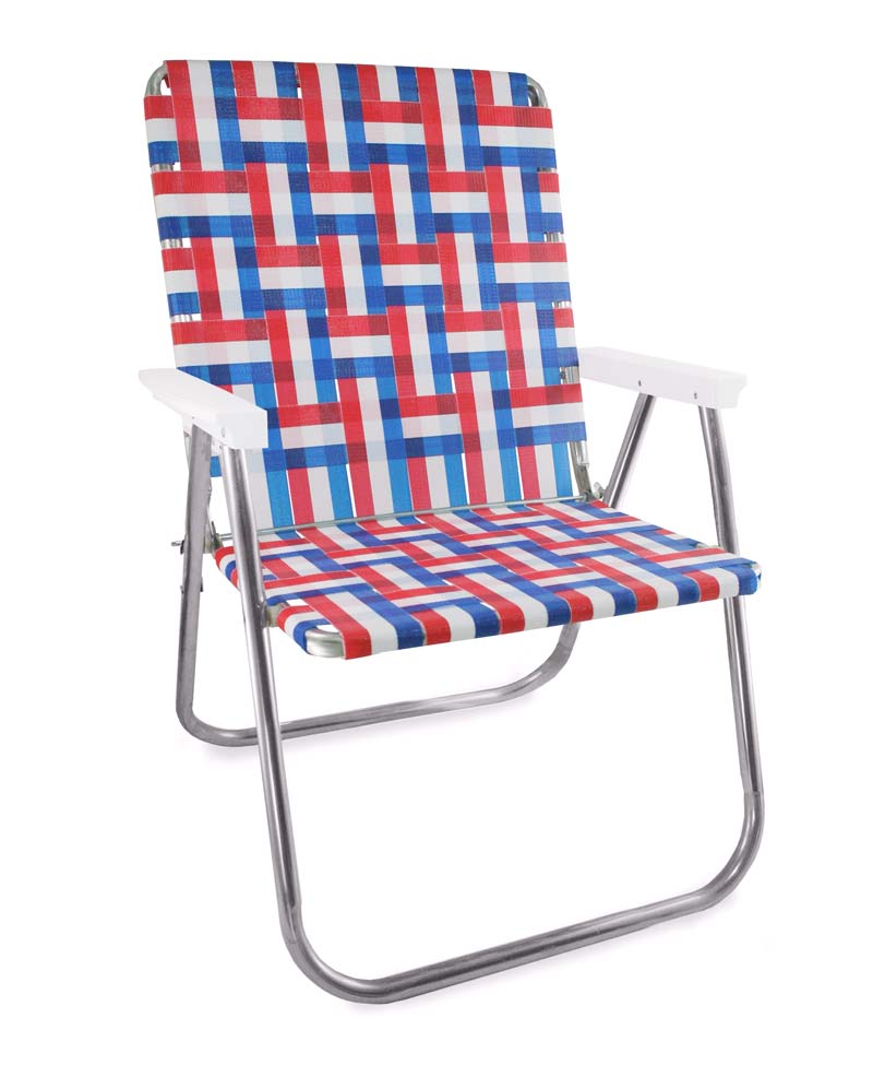 Old Glory Magnum Lawn Chair with White Arms