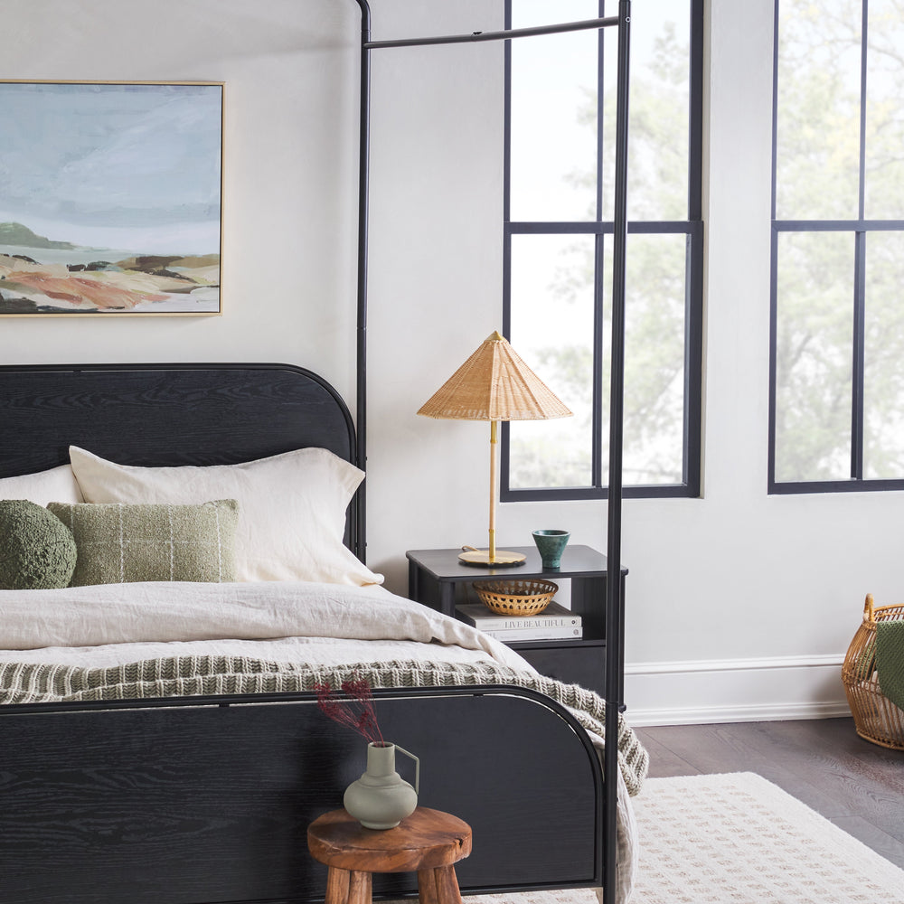 
                      
                        Metro Modern Metal and Wood Canopy Queen Bedframe
                      
                    
