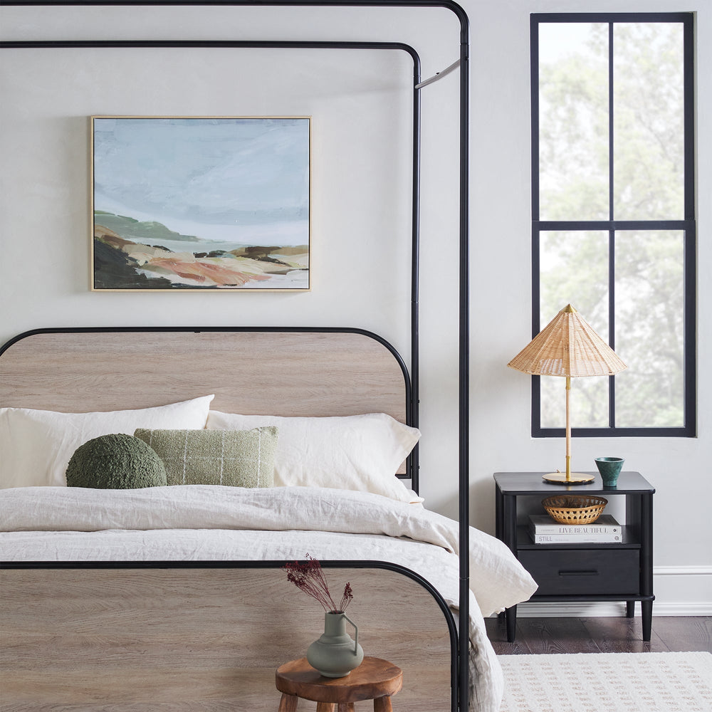 
                      
                        Metro Modern Metal and Wood Canopy Queen Bedframe
                      
                    