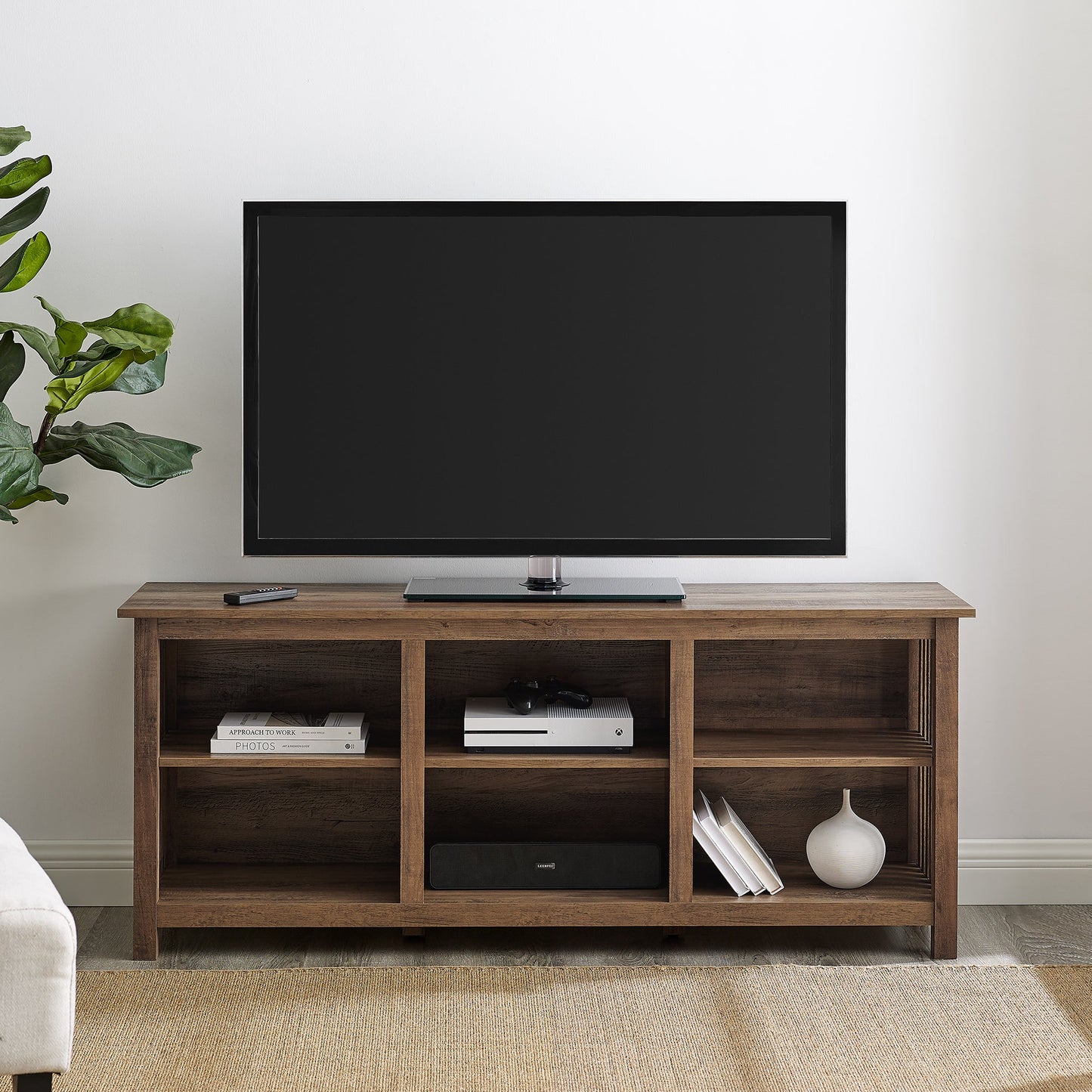 58" Slatted Side Wood Console