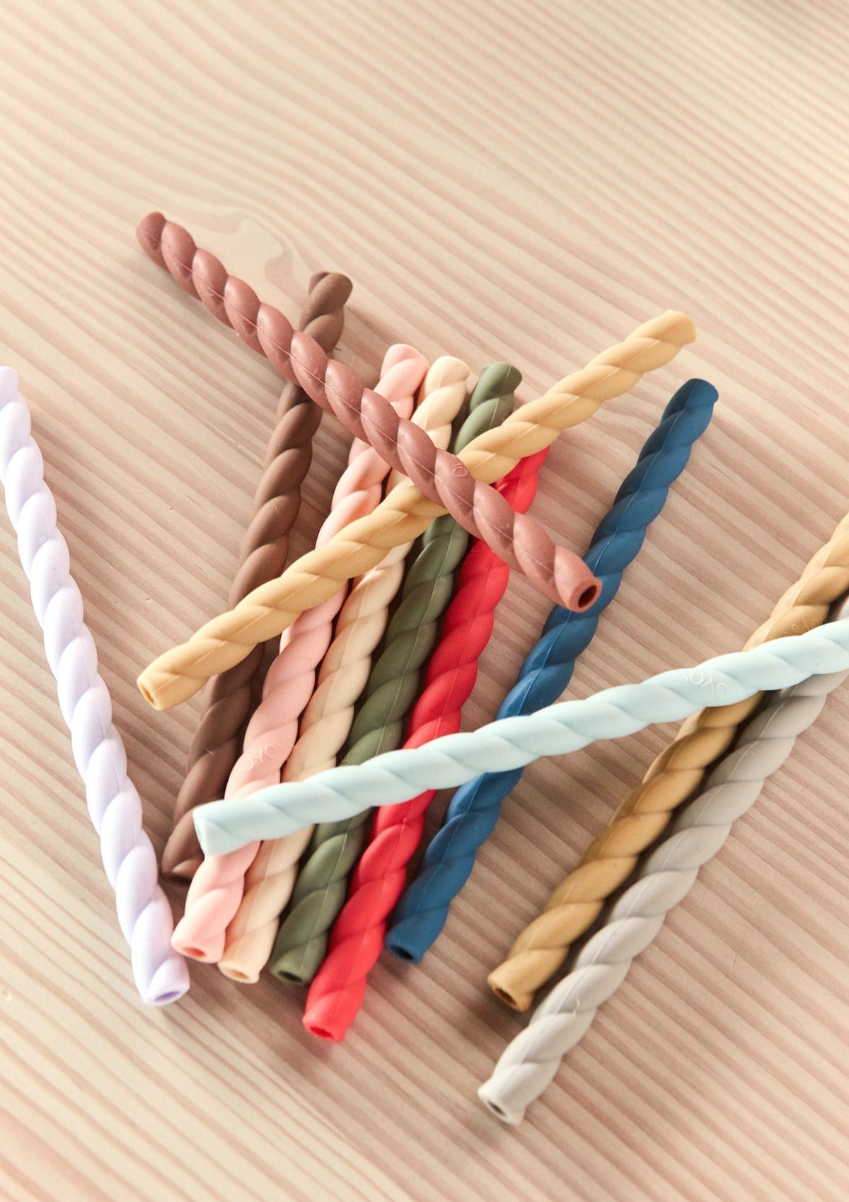 Mellow Silicone Straw, Set of 6 - Caramel/Blue