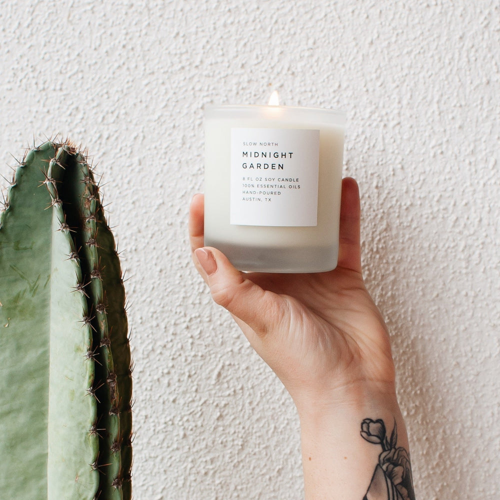 
                      
                        Midnight Garden | Lavender + Rosemary + Geranium | Frosted Candle, 8 oz
                      
                    