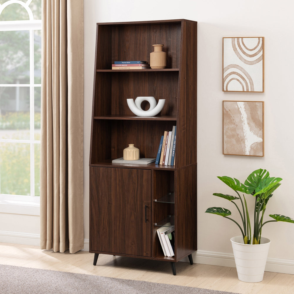 
                      
                        Contemporary Minimal Glass-Shelf 1-Door Storage Cabinet
                      
                    