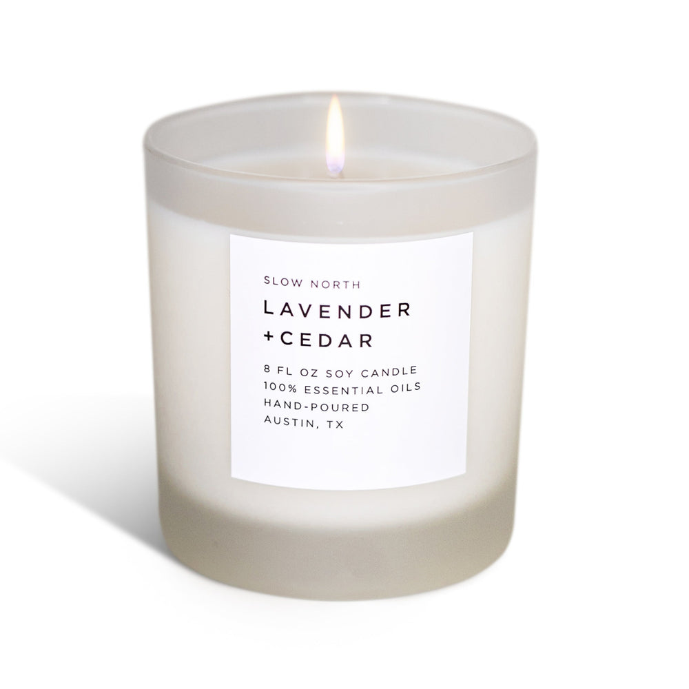 Lavender + Cedar Frosted Candle, 8 oz