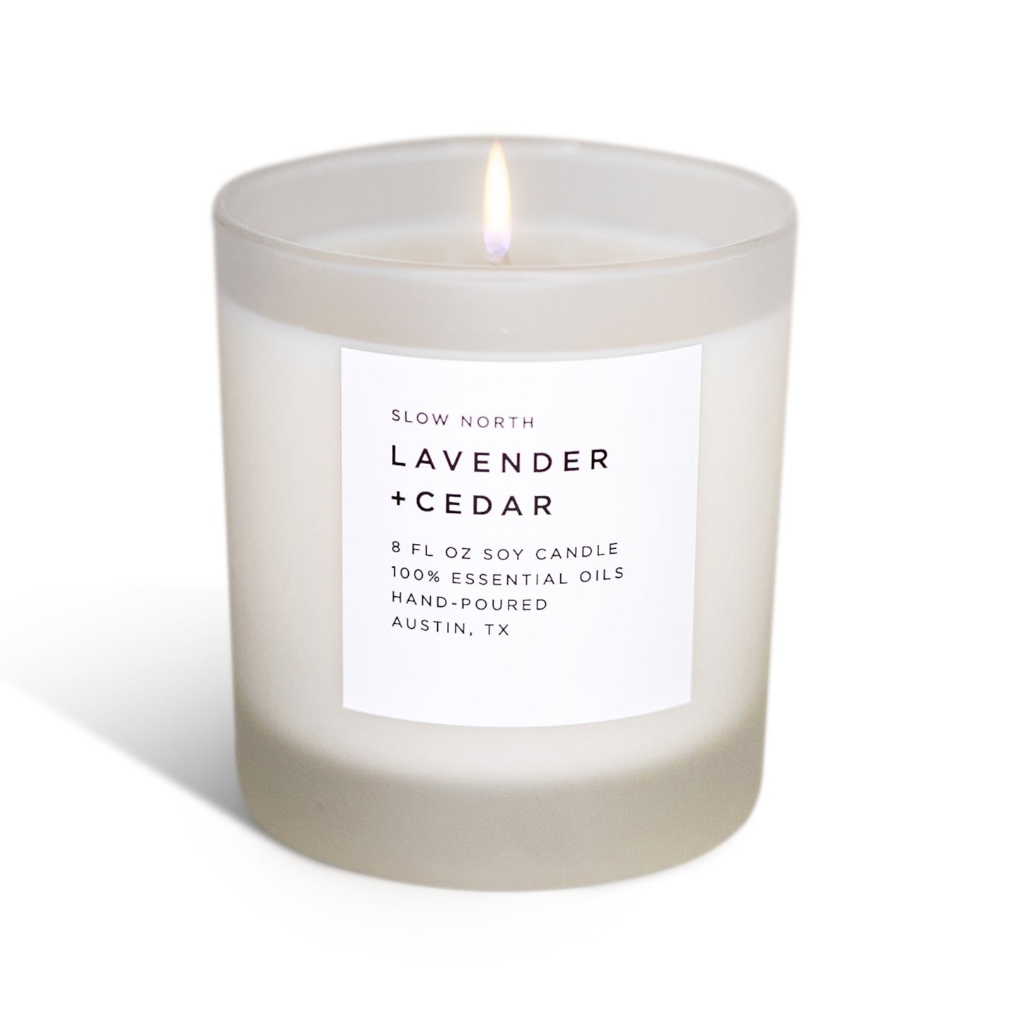 Lavender + Cedar Frosted Candle, 8 oz