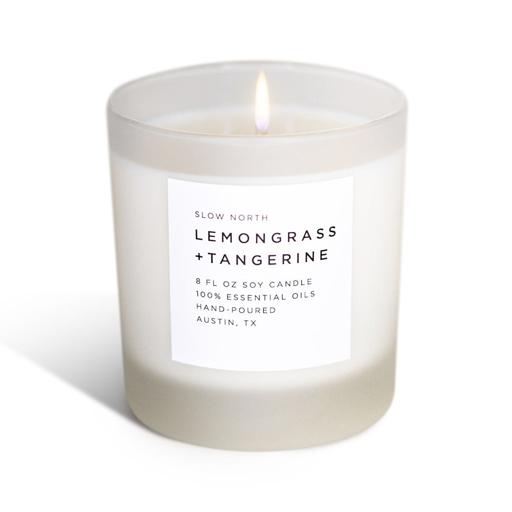 Lemongrass + Tangerine Frosted Candle, 8 oz
