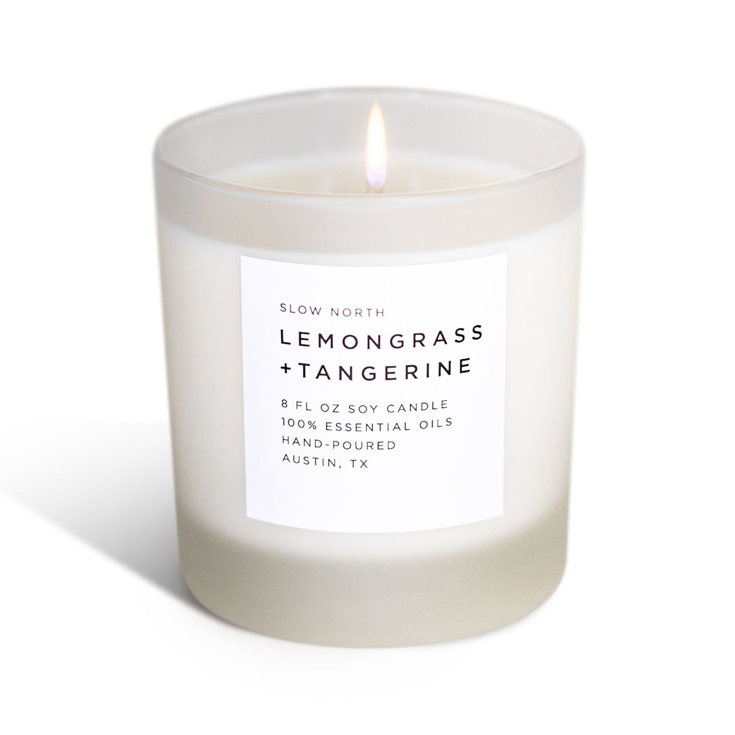 Lemongrass + Tangerine Frosted Candle, 8 oz