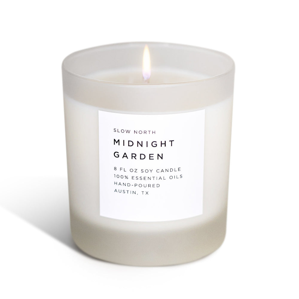 Midnight Garden | Lavender + Rosemary + Geranium | Frosted Candle, 8 oz