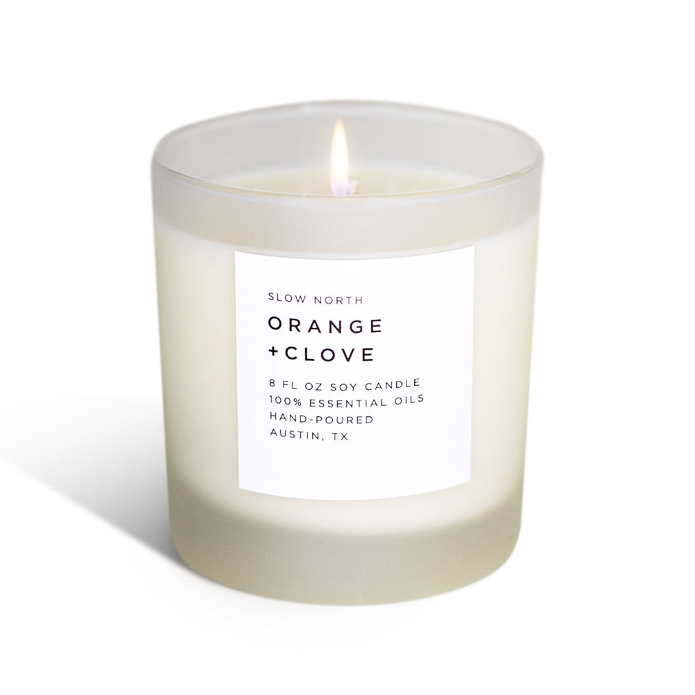 Orange + Clove Frosted Candle, 8 oz