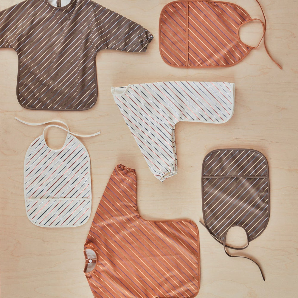 Cape Bib - Striped - Light Rubber / Coral