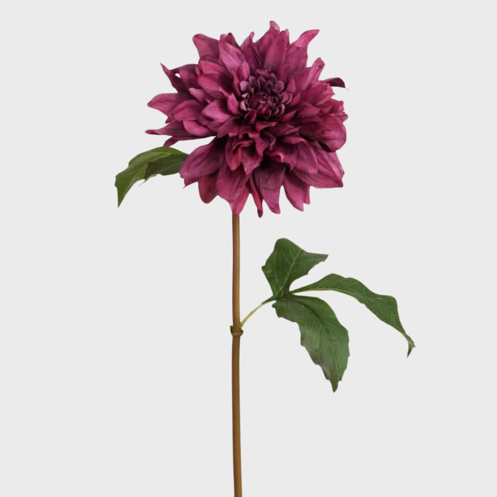 Purple Wine Faux Blooming Garden Dahlia Flower Stem - 19"