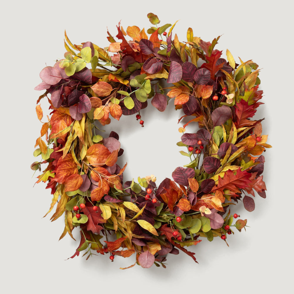 Faux Eucalyptus Fall Wreath in Mixed Autumn - 27.5"