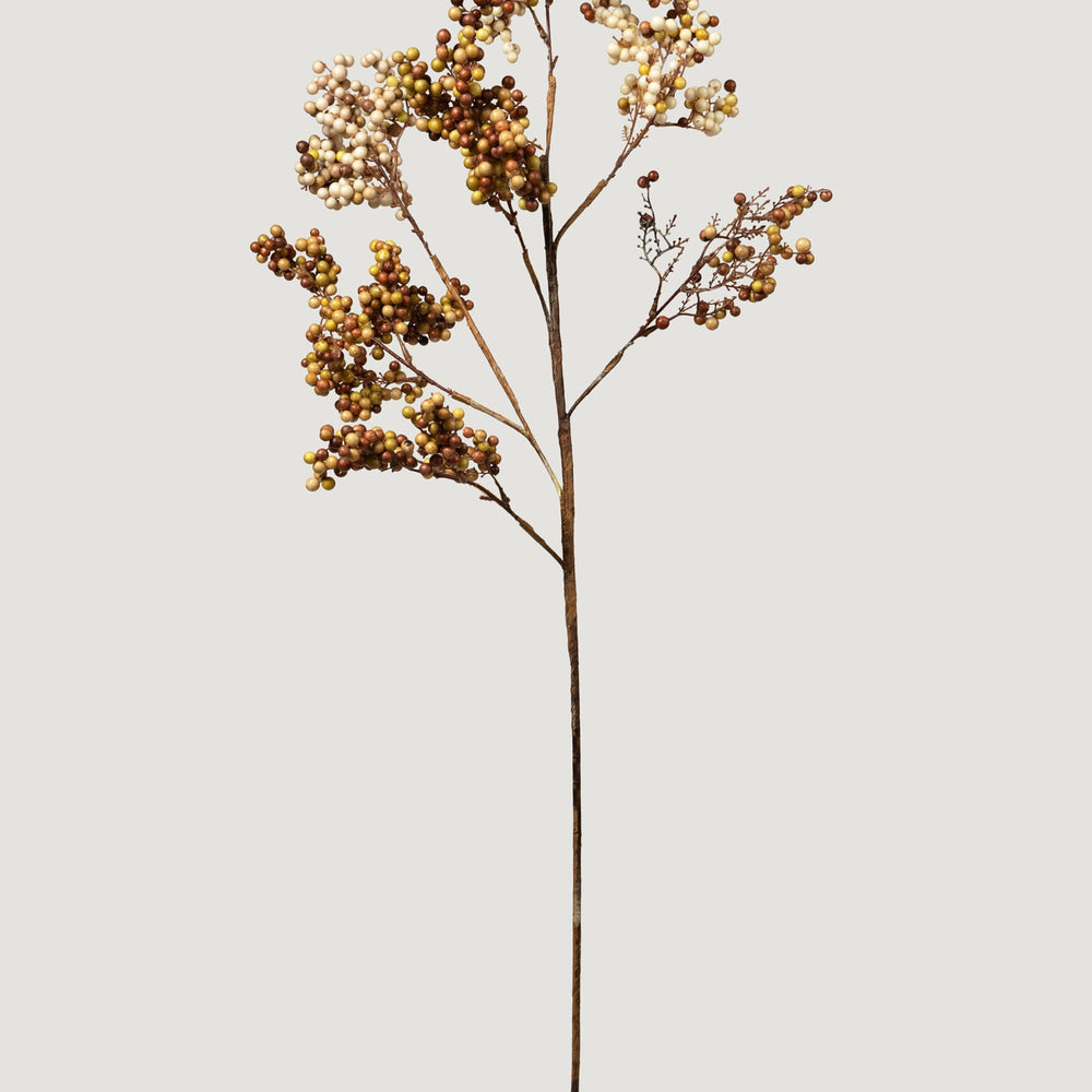 Cream and Tan Artificial Berry Branch - 38.25"