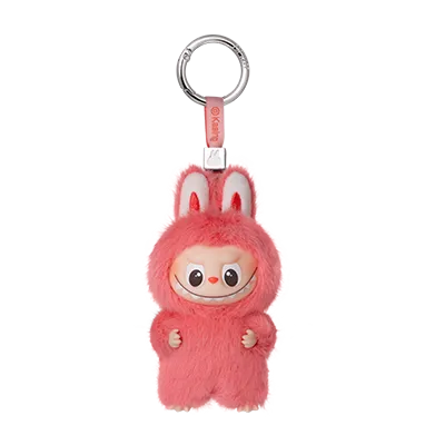 The MONSTERS ‘Pin for Love' mini Labubu keychain (N) with hangtag against a white background