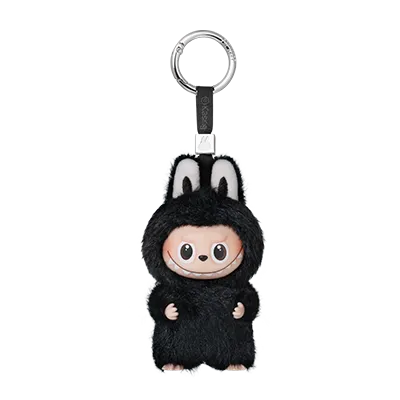 
                      
                        The MONSTERS ‘Pin for Love' mini Labubu keychain (R) with hangtag against a white background
                      
                    