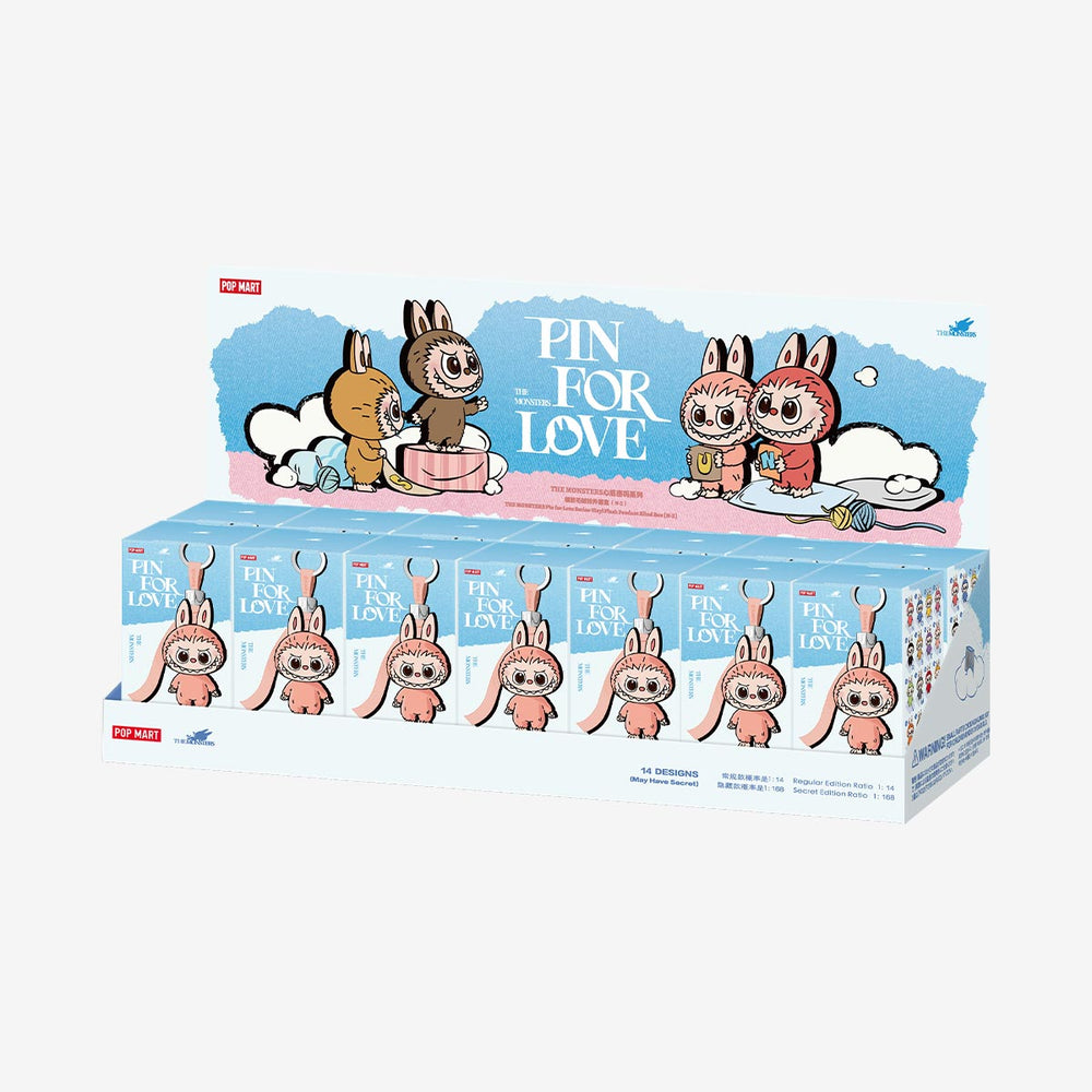 
                      
                        The MONSTERS 'Pin for Love' mini Labubu box set (N-Z) against a white background.
                      
                    