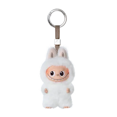 
                      
                        The MONSTERS ‘Pin for Love' mini Labubu keychain (H) with hangtag against a white background
                      
                    