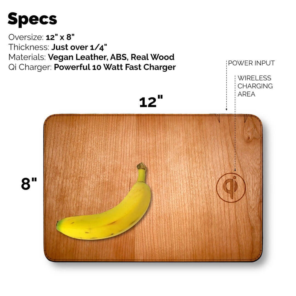 
                      
                        Oversize Wood Mousepad with 15 watt Wireless Fast Charger
                      
                    