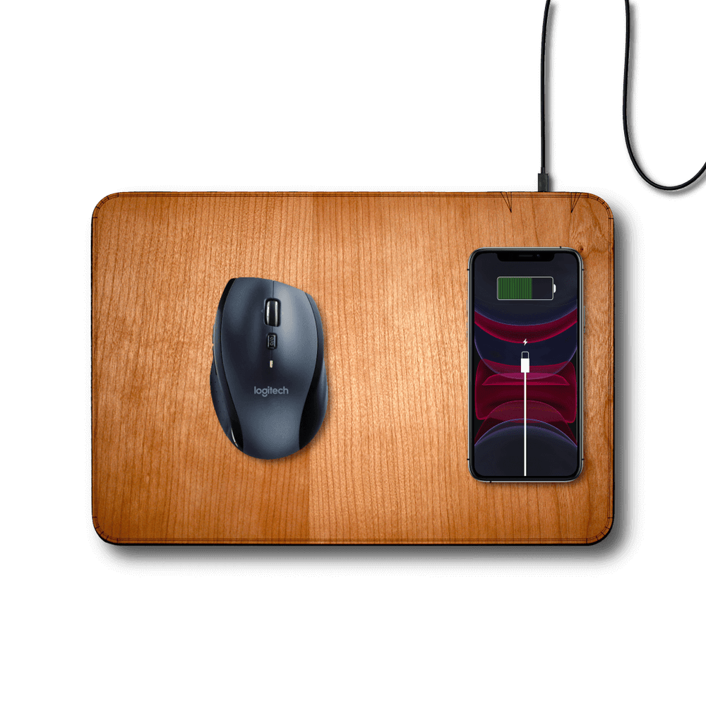 
                      
                        Oversize Wood Mousepad with 15 watt Wireless Fast Charger
                      
                    