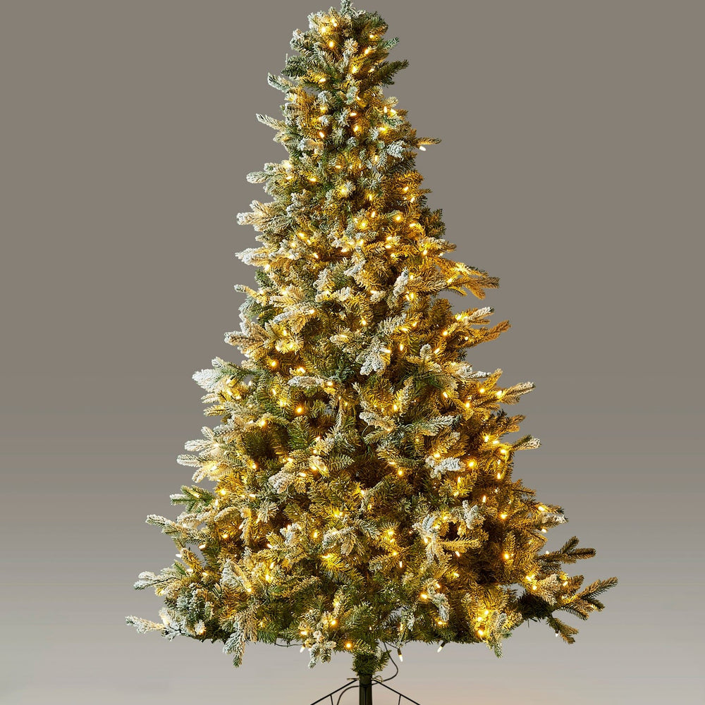 Frosted Pine Christmas Tree with Pre-Lit LED White Lights - 7.5'