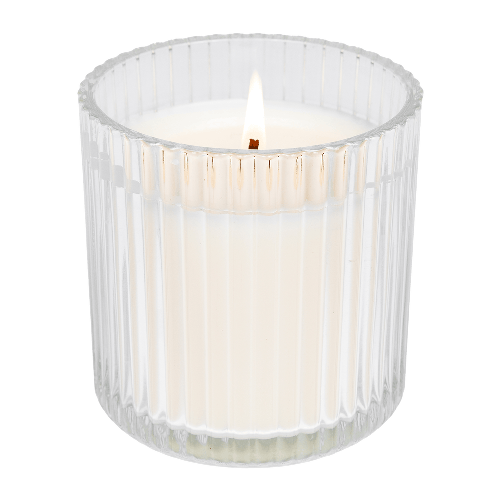 Christmas Fluted Soy Candle - Ribbed Glass Jar - 11 oz