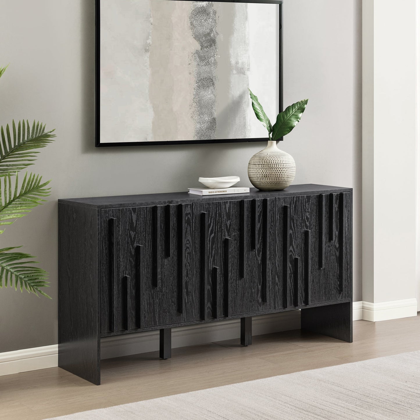 Contemporary Wood Detailed-Door Sideboard