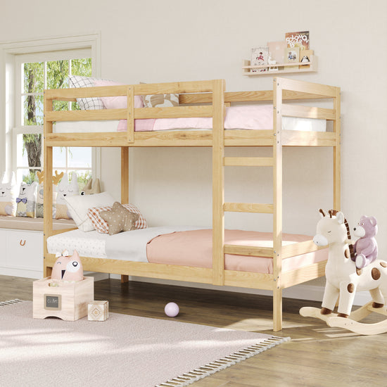 Walker Edison Sophie Simple Solid Wood Twin Over Twin Bunk Bed - lily & onyx