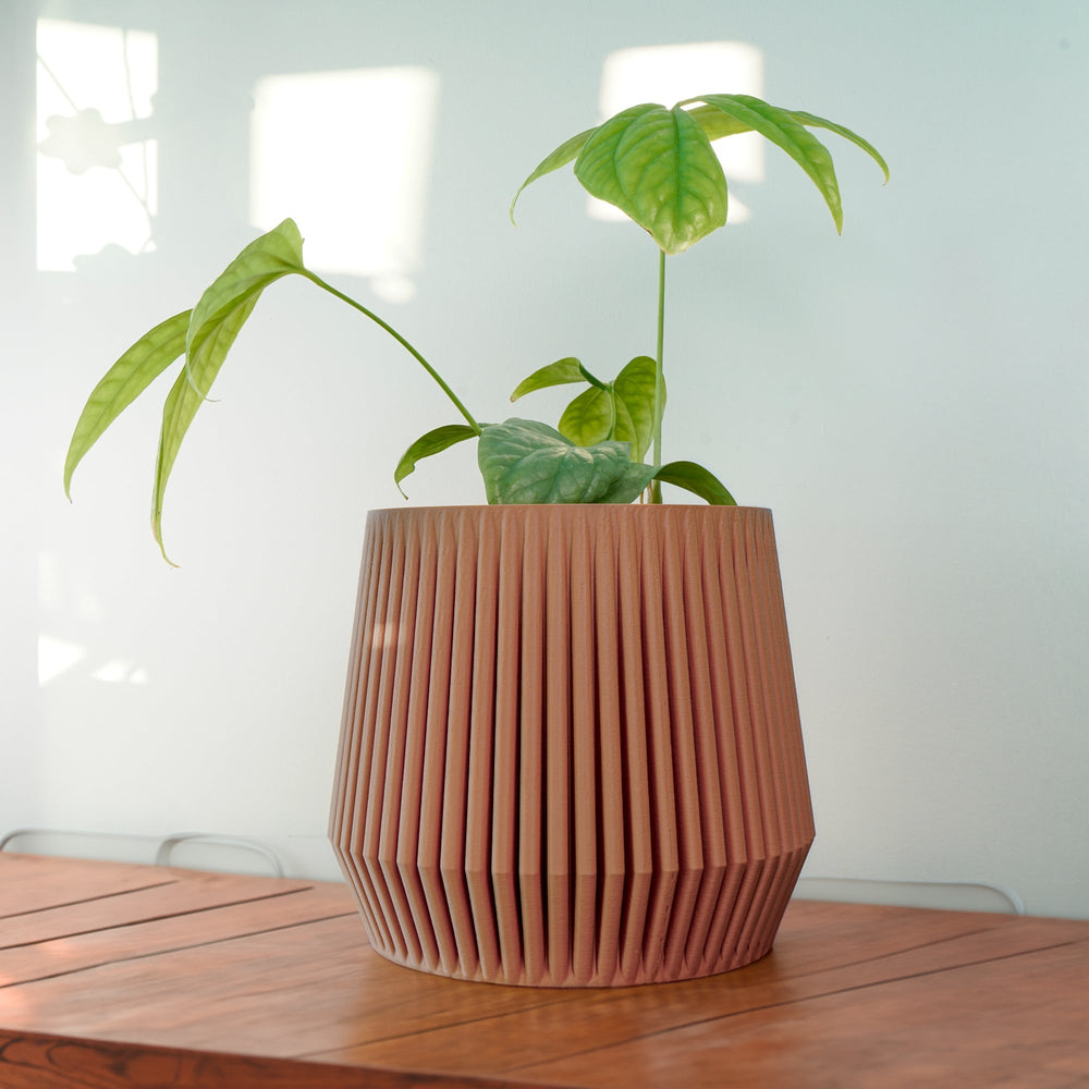 Stratos Ribbed Modern Plant Pot with Drainage