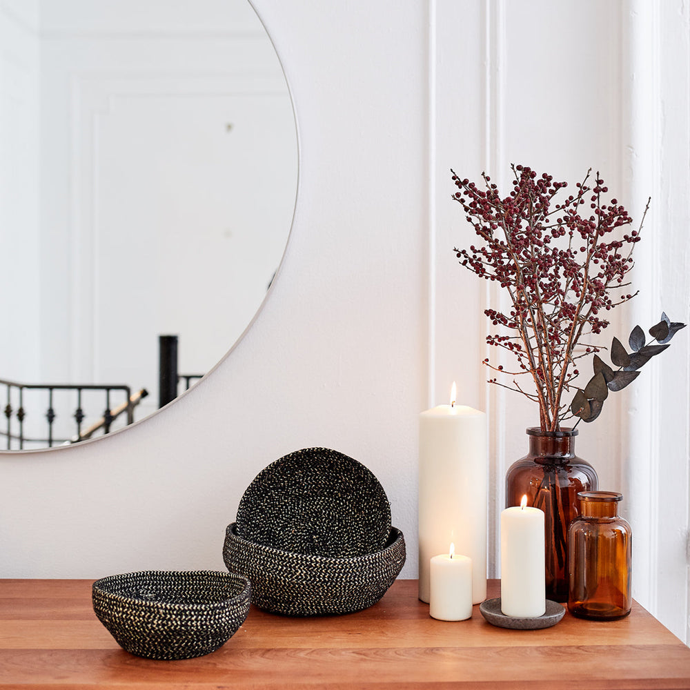 Glitter Bowl, Black - Set of 2