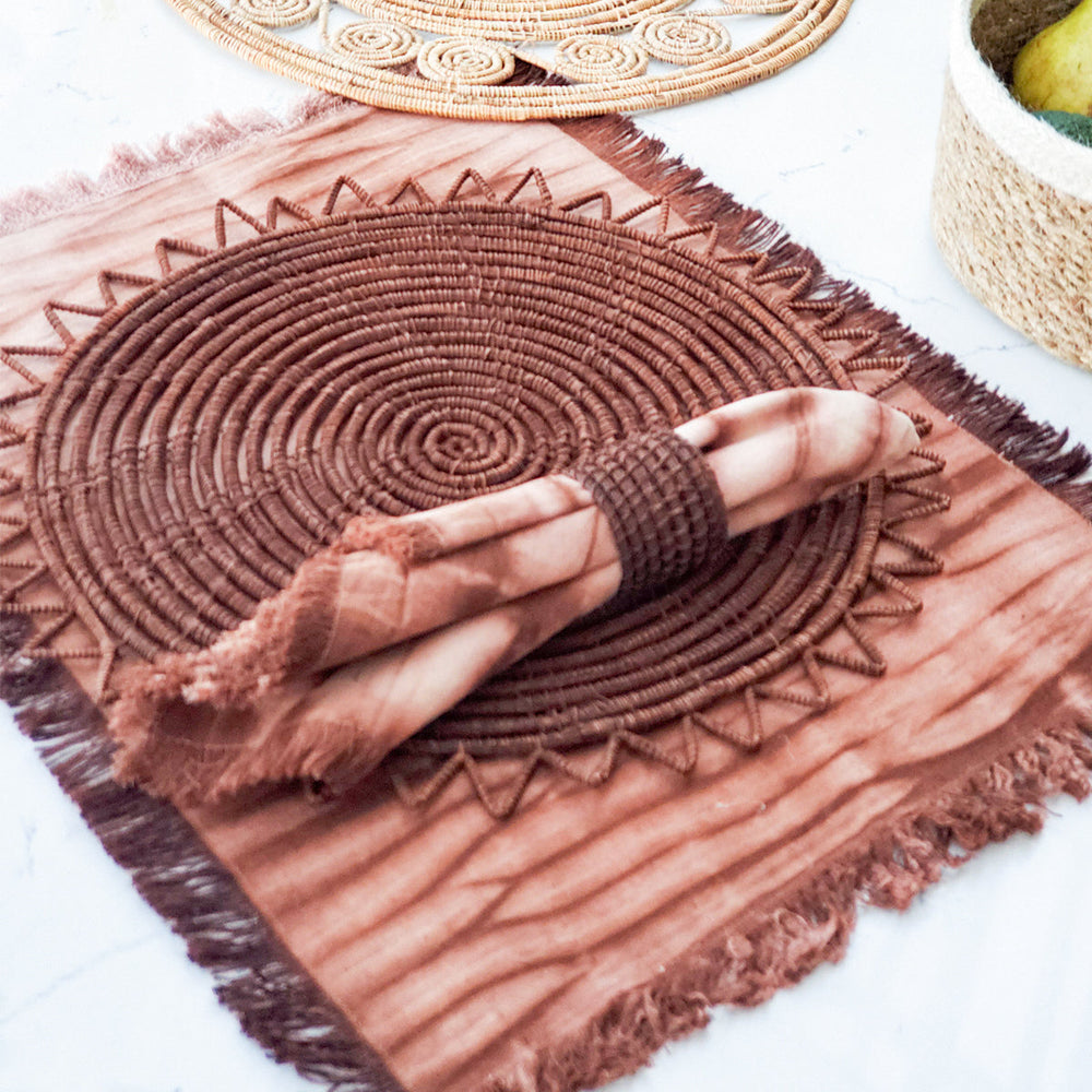Tie Dye Cotton Placemat, Brown - Set of 4