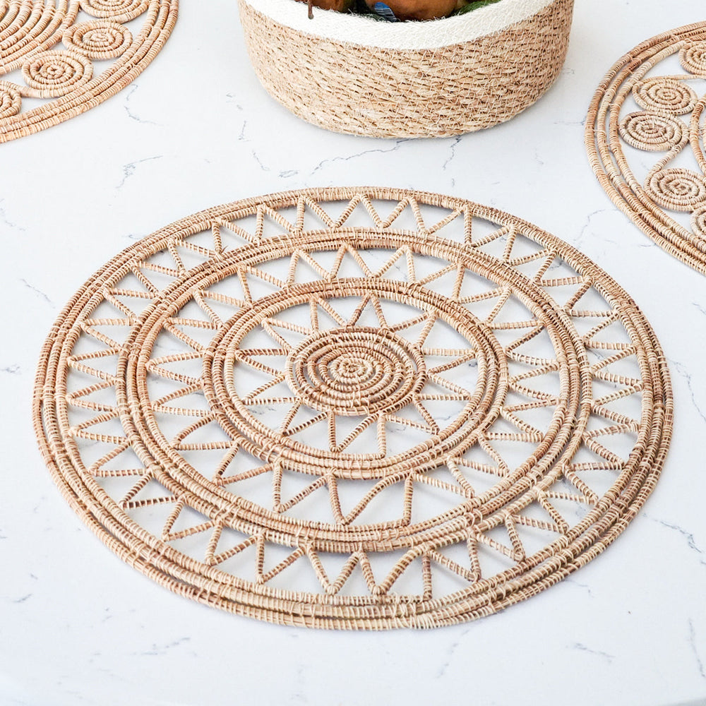 Roda Woven Palm Fiber Placemat, Natural - Set of 2