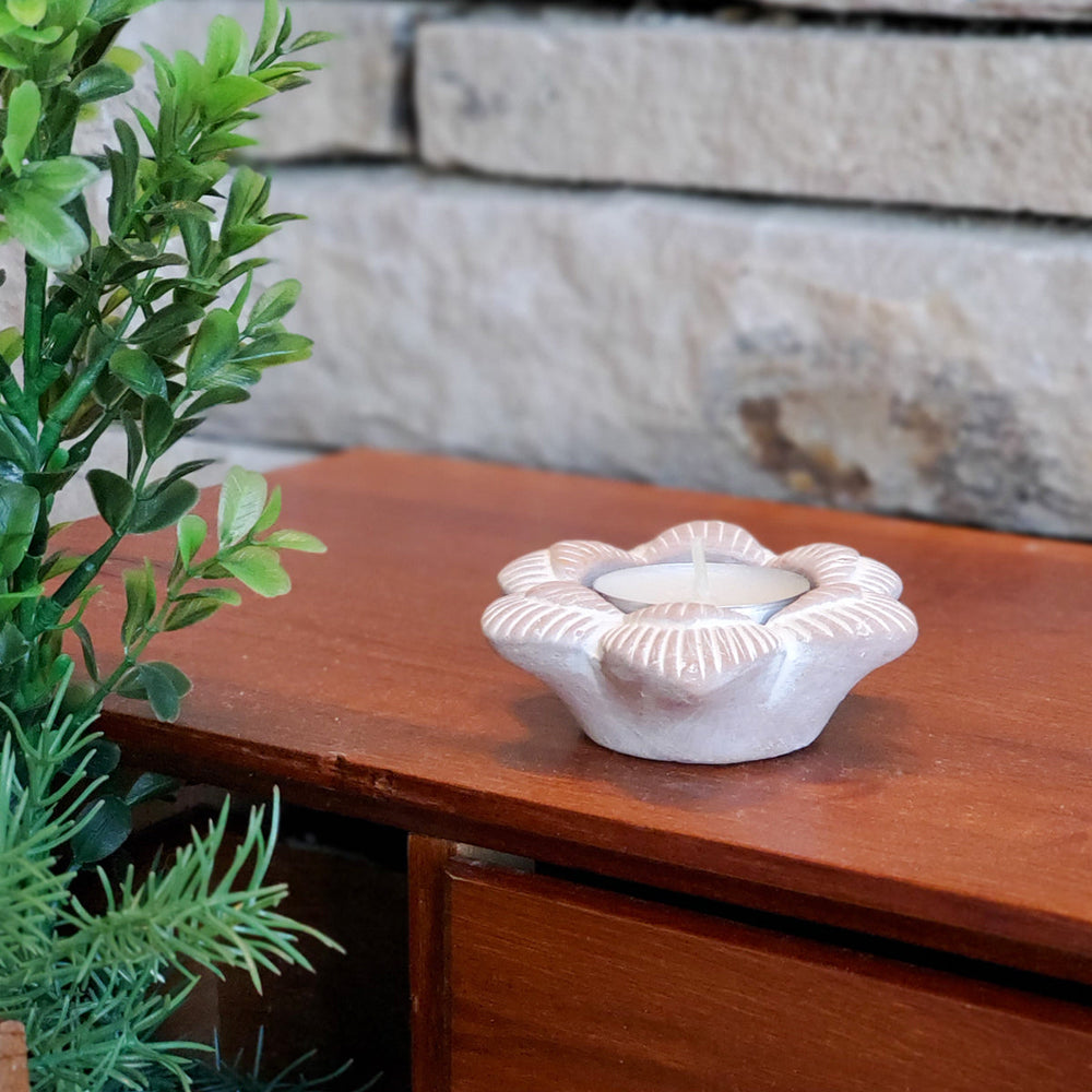 
                      
                        Terracotta Tea Light Candle Holder, Flower
                      
                    