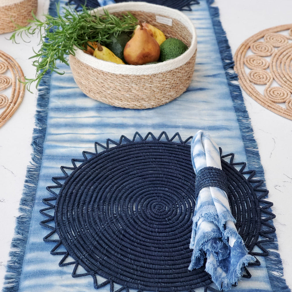 
                      
                        Tie Dye Cotton Table Runner, Indigo Blue
                      
                    