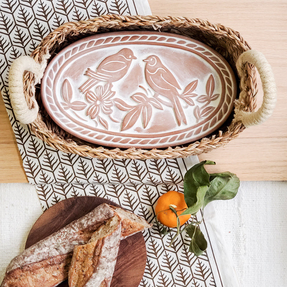 
                      
                        Bread Warmer & Basket Gift Set with Tea Towel - Lovebird Oval
                      
                    